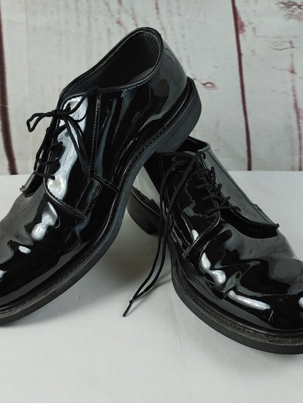 Bates Black Patent Derby Shoes Size 10.5E